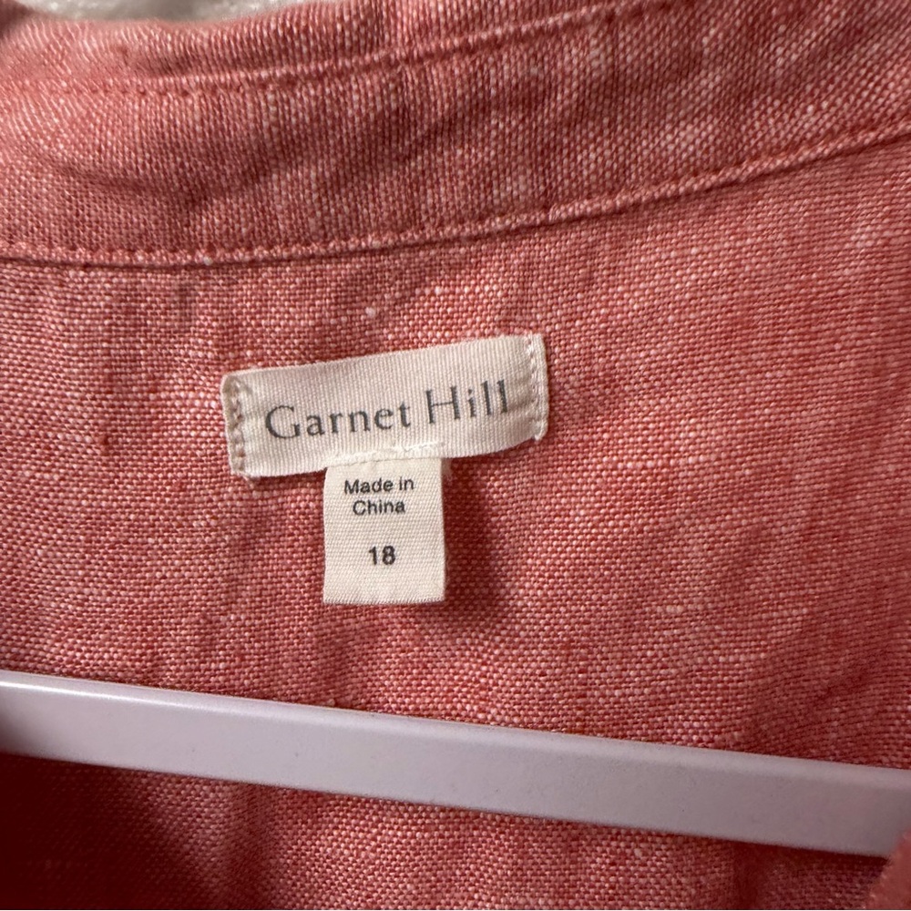 Garnet Hill EUC Classic Linen Shirt Dress Sleeveless Size 18 - Picture 4 of 4
